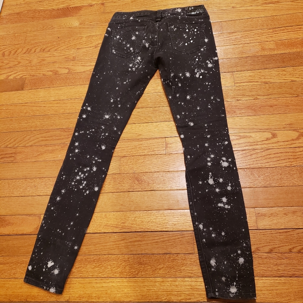 Express jeans Black Rhinestone Paint Pattern Size 0